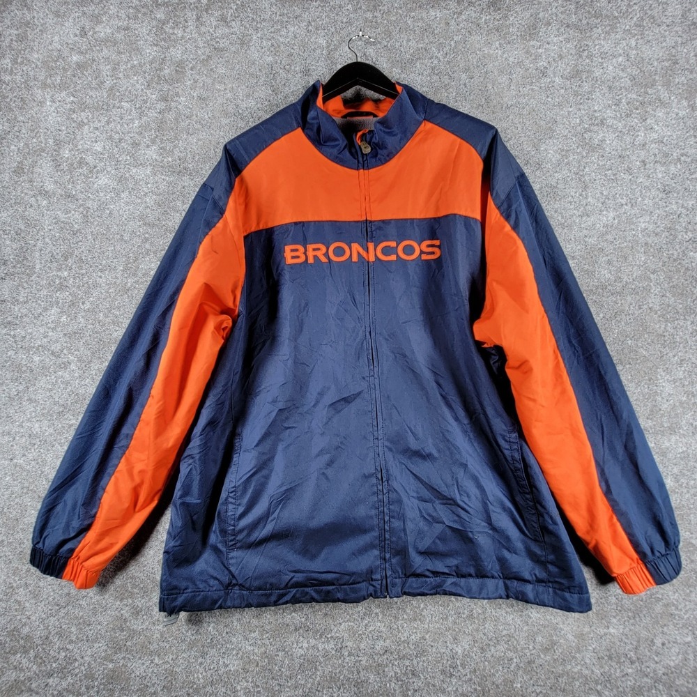 Nike Windbreaker‎ Jacket Mens 2XL Navy Blue Orange Denver Broncos NFL Full Zip